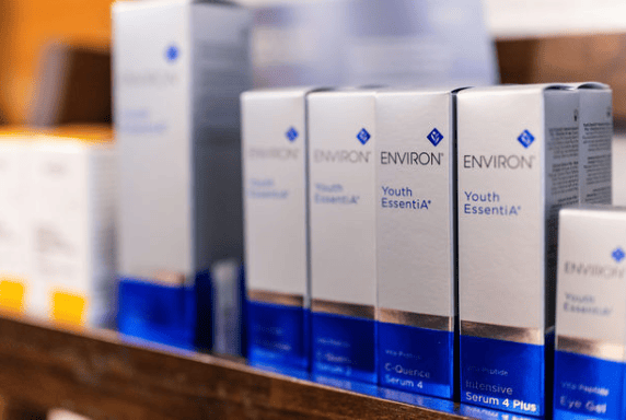 Environ Youth EssentiA skincare products on shelf